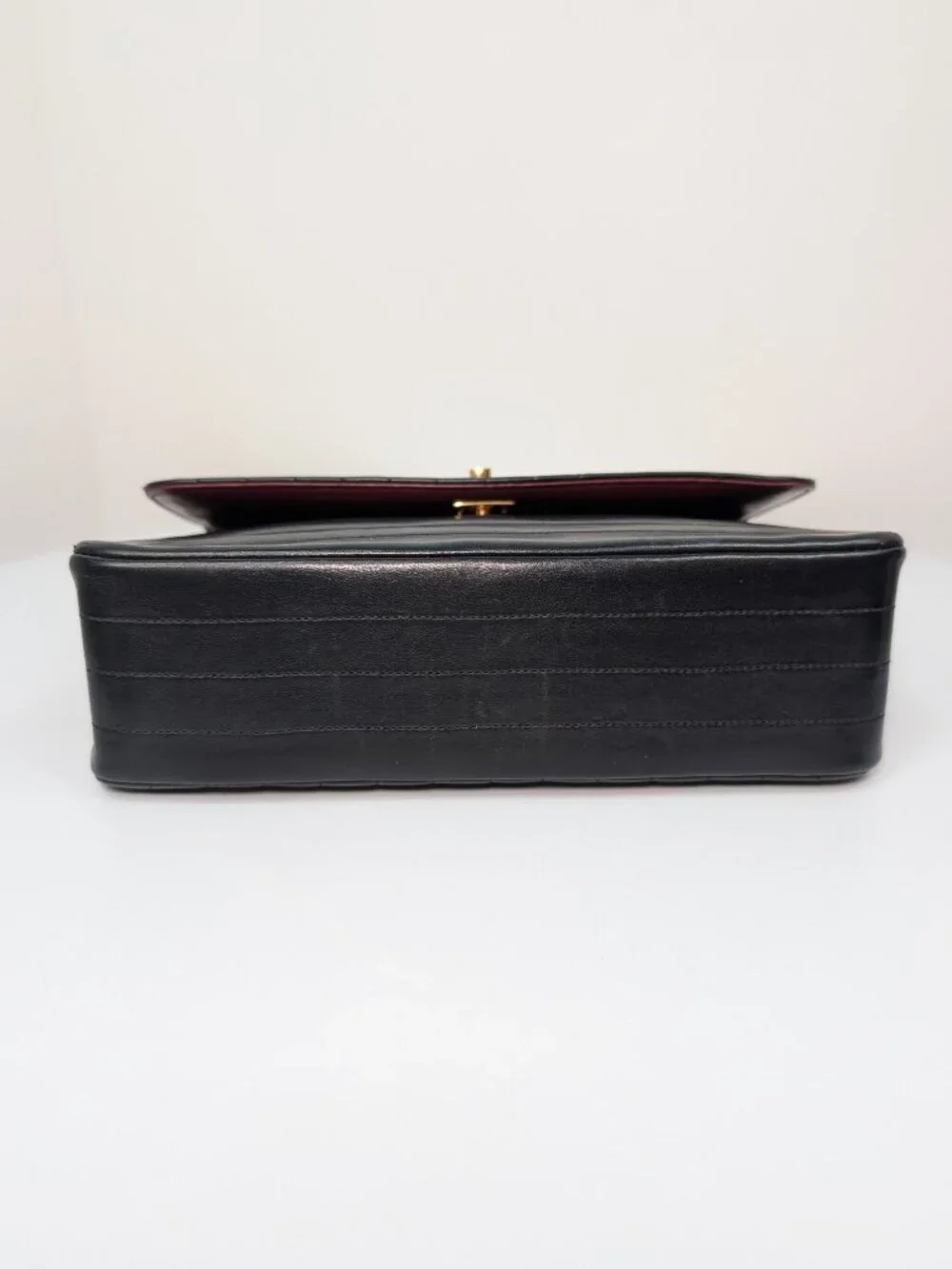 Chanel Vintage Black Vertical Stitch Flap Bag with 24K Circle CC Turn-Lock